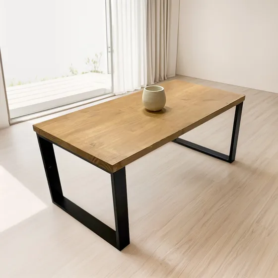 Mesa Industrial Ratona De Madera Y Hierro 100x50cm Premium