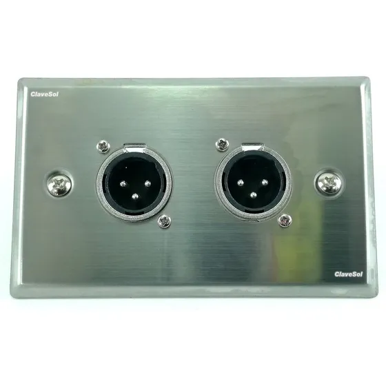 Placa De Pared Con Dos Conectores Socket Canon Macho Ax 