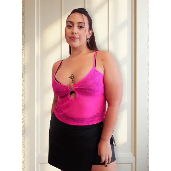 Musculosa Encaje Ananá Plus Size Mujer Floreado Talle Grande