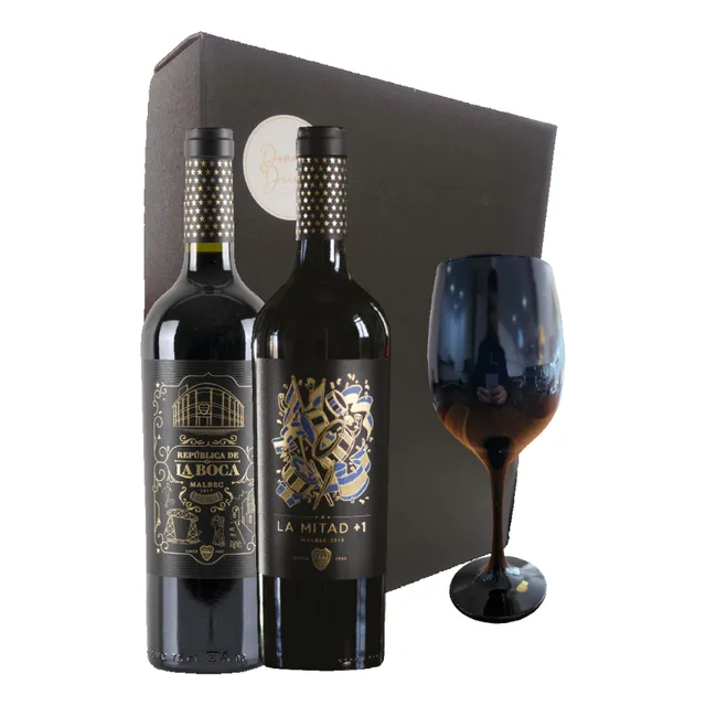 Vino La Mitad + 1 + República De Boca Malbec + Copa Box