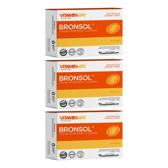 Vitamin Way Kit X3 Cajas Bronsol Suplemento Bronceado X30