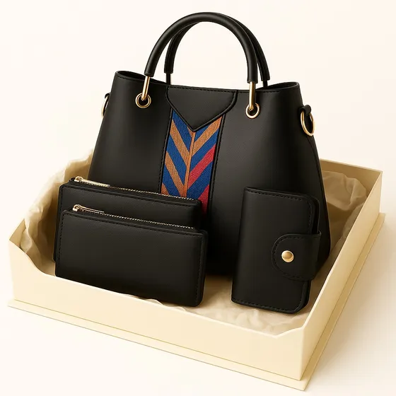 Juego De 4 Bolsas Informales De Lujo Para Mujer A La Moda Color Negro