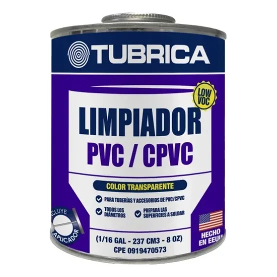 Limpiador Solvente 1/16 Galón Para Pvc Marca Tubrica