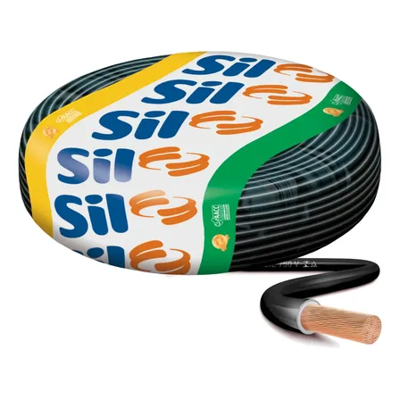 Cabo Fio Elétrico Preto Flexível Sil 750v 100 Metros Bitolas Preto 4mm
