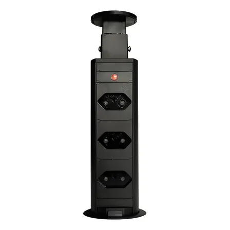 Torre 03 Tomadas Retrátil De Embutir Mesa Cozinha Sobrepor Bancada Escritório Totem Bivolt Plug 16A