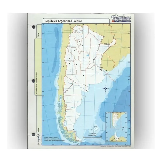 Block De Mapas De Argentina Politico N 3 Pack X 40 Unidades