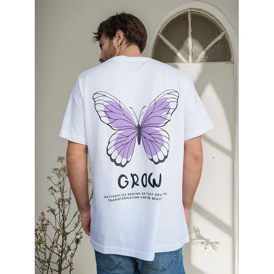 Remera Oversize Hombre Cara Cruz Jeans Estampa Bordado Grow