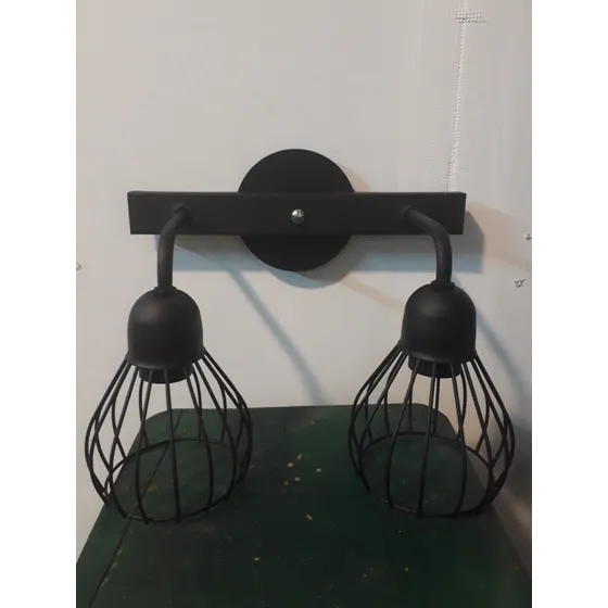 Spot Vintage Tipo Jaula Apto Led Negro 2 Luces + Ledfrio 10w