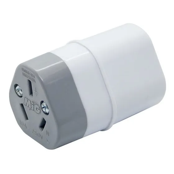 Ficha Hembra 3 Patas Con Tierra Axial Mig Alargue Derplast Color Blanco