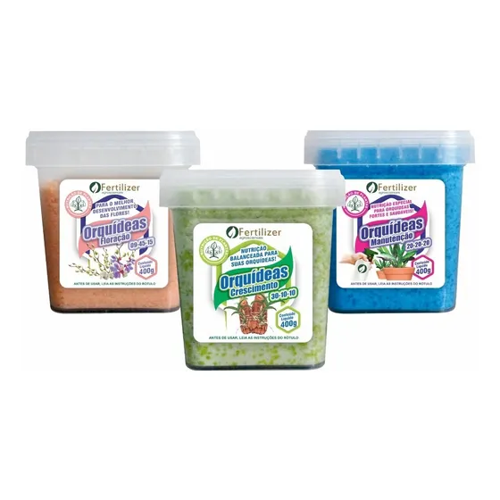 Adubo Para Orquídeas Kit Com 3 Potes Plantas Mais Resistente