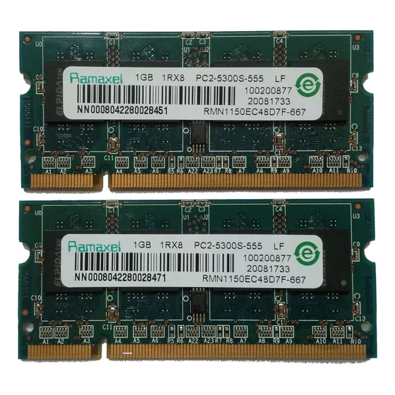 Memoria Ram Ramaxel 2gb (2x1gb) Ddr2 667mhz Compatible 533