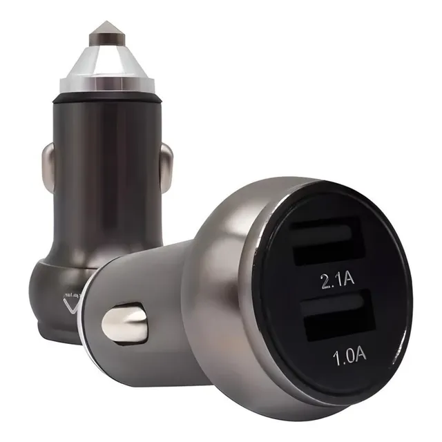 Cargador Para Auto Coche Usb Adaptador Carga Rápida Celular Color Gris Oscuro