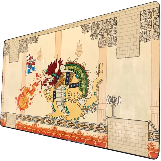 Mouse Pad Largo Arte Prehispanico Mario Vs Bowser 30x70cm