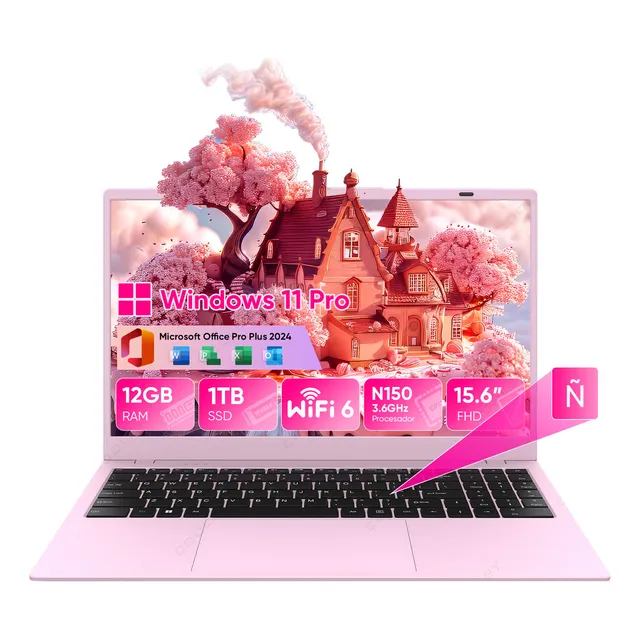 Laptop Rose Coolby Intel Processor N-series N150 12gb De Ram 1000gb Ssd DDR5 60 Hz Intel® Uhd Graphics Wifi 6 1920x1080px Windows 11 Pro Nuevas Notebook