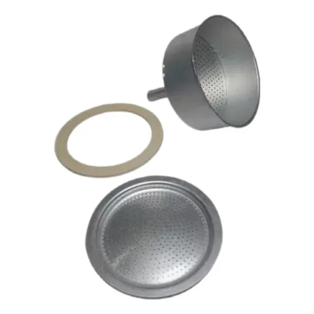 Kit Cafetera Greca 6 Tazas Embudo + Empacadura + Filtro
