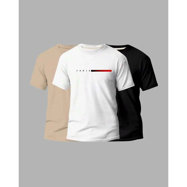 Kit 3 Camiseta Paris Masculina Básica Algodão Premium Kit 3 Camiseta Paris Masculina Básica Algodão Premium