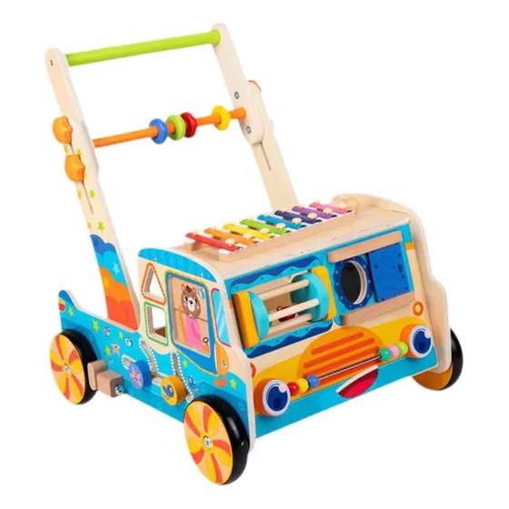 Andadores De Madera De Juguete Con Bloques, Carrito De