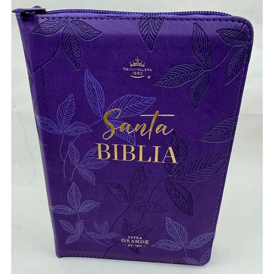 Biblia Para Mujer Rvr 1960 Lila Floral Letra 12 Ptos