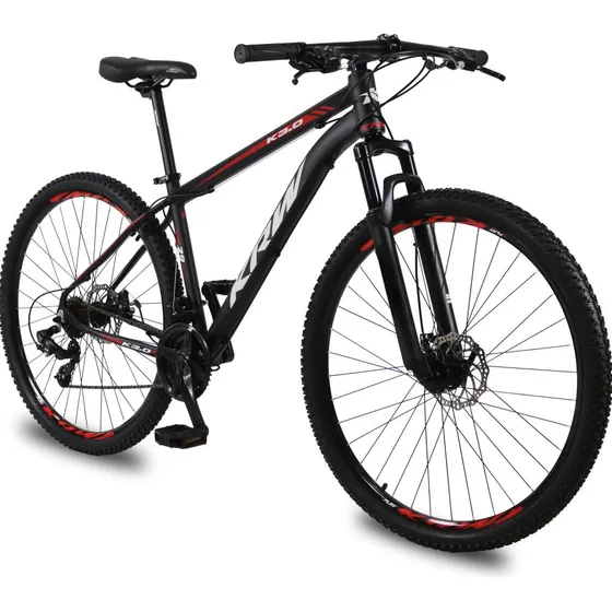 Bicicleta Aro 29 Krw Alumínio 24 Vel Freio A Disco X42 Cor Preto/Vermelho Tamanho do quadro 17