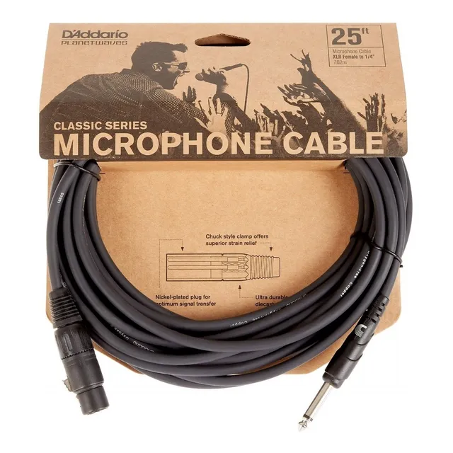 Cable Micrófono 7.6 Mts Plug 1/4 A Xlr H Daddario Pw-cgmic25