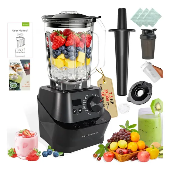 Licuadora Profesional VRATOPBRAND 1500W 2L Tritan Negro Picahielo