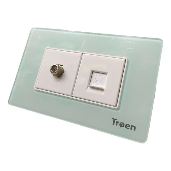 Toma Coaxial Rj45 Acrílico Verde Troen