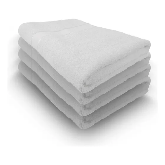 Toalla De Baño Extragrande De Algodón Gila Essentials 4 Pzas Color Hueso Liso