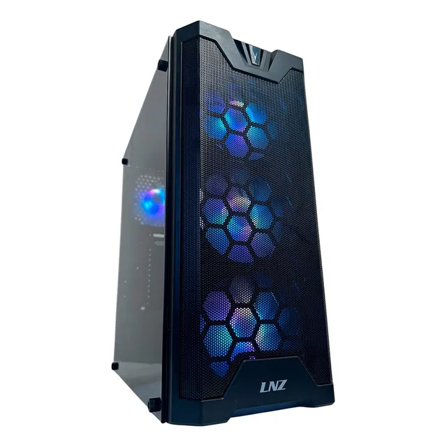 GABINETE GAMER LNZ Y11 FRENTE/LATERAL TEMPLADO Y11-SF-ARGB COLOR NEGRO