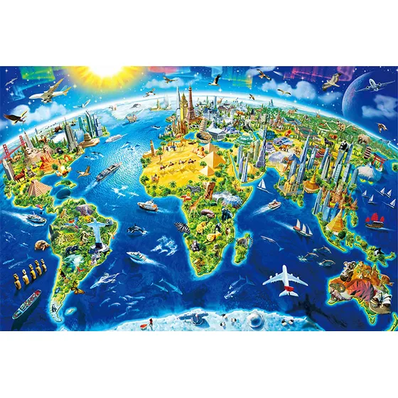 Quebra-cabeça O Puzzle Mapa Mundis 1000 Peças Madeira