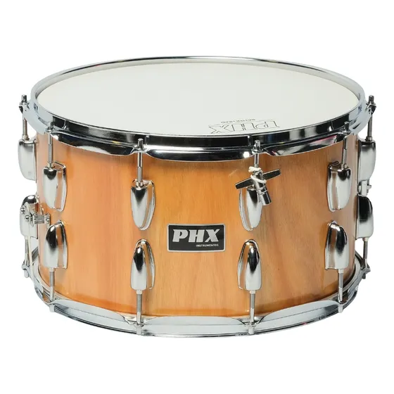 Caixa Bateria Phx Music 14x8 Madeira Cromado Pele Cristal Cor do casco Marrom-claro