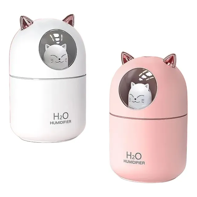 Umidificador Gatinho Purifica O Ar E Decora Com Led Rgb