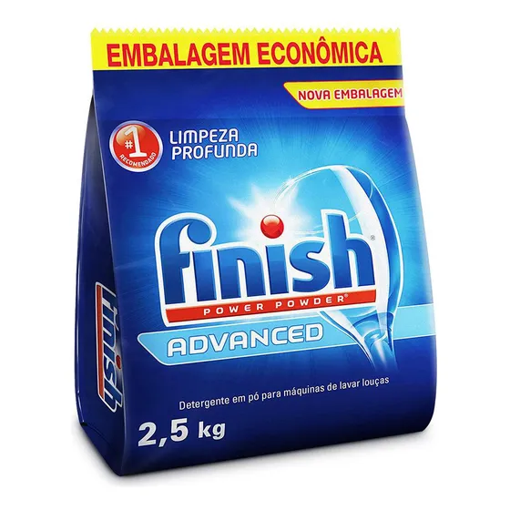 Detergente Em Pó Lava Louças Finish Limpeza Advanced 2,5kg