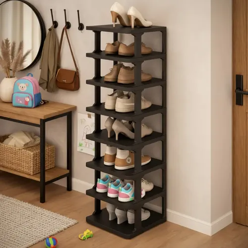 Estante Sapateira Plástico PET 4 Prateleiras 76x27.5x28.5cm