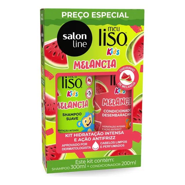 Shampoo 300ml + Condicionador 200ml Kids Melancia Salon Line