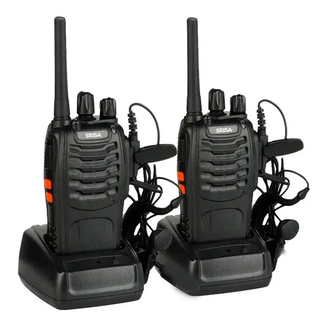 Walkie Talkie Radio Pack 2 Unid Transmisor Receptor Negro Seisa