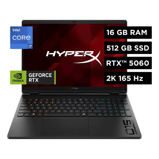 Notebook Gamer Hyperx Omen By Hp 15-ga0001la Intel Core I7 16gb Ram Nvidia Geforce Rtx 5060 512gb Ssd 15.3  2k 165 Hz Windows 11 Home Negro