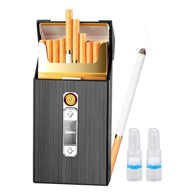 Cigarrera Con Encendedor 2 En 1 Recargable Usb Y 2 Filtro