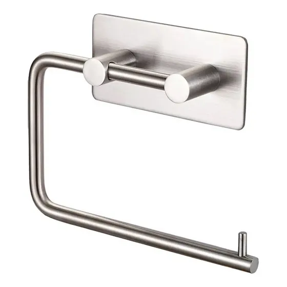 Porta Rollo Papel Higienico Metal Gancho Soporte Toalla Baño Color Plateado marca raitot