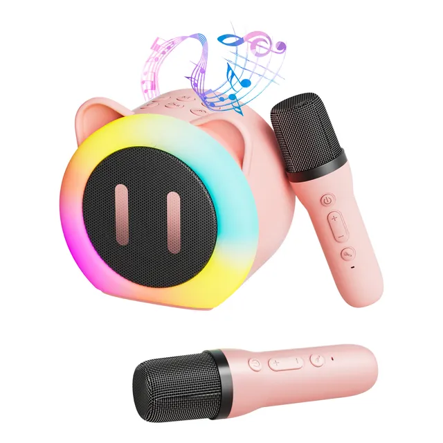 Altavoz Bluetooth Karaoke Portátil Con 2 Micrófonos Para