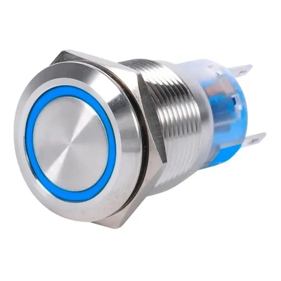 Botão Pulso 19mm Botoeira Push Led Azul 12v 24v + Conector