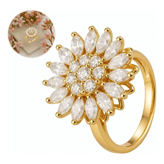 Anillo Girasol Giratorio Ajustable Ansiedad Mas Caja Regalo