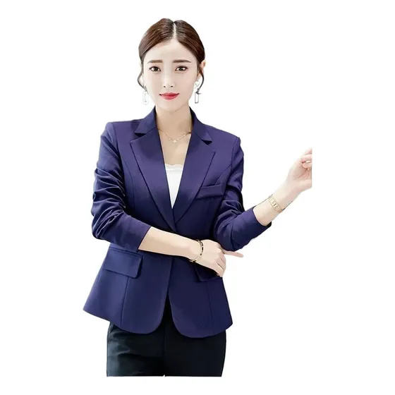 L Saco Blazer Mujer Moda Elegante Color Sólido Manga Larga