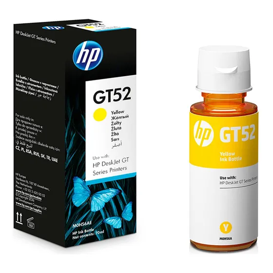 Botella De Tinta Hp Gt52 Amarilla