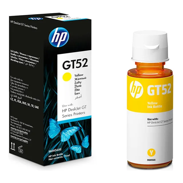 Botella De Tinta Hp Gt52 Amarilla
