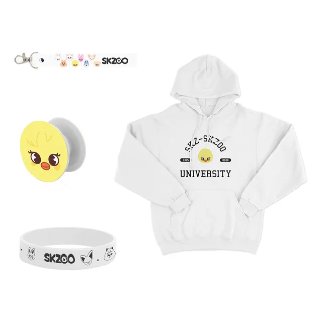 Kit Buzo Blanco Y Accesorios - Skzoo University Stray Kids