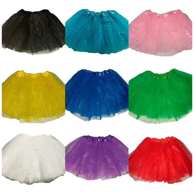 Tutu Pollera Con Brillo Infantil En Varios Colores X Unidad