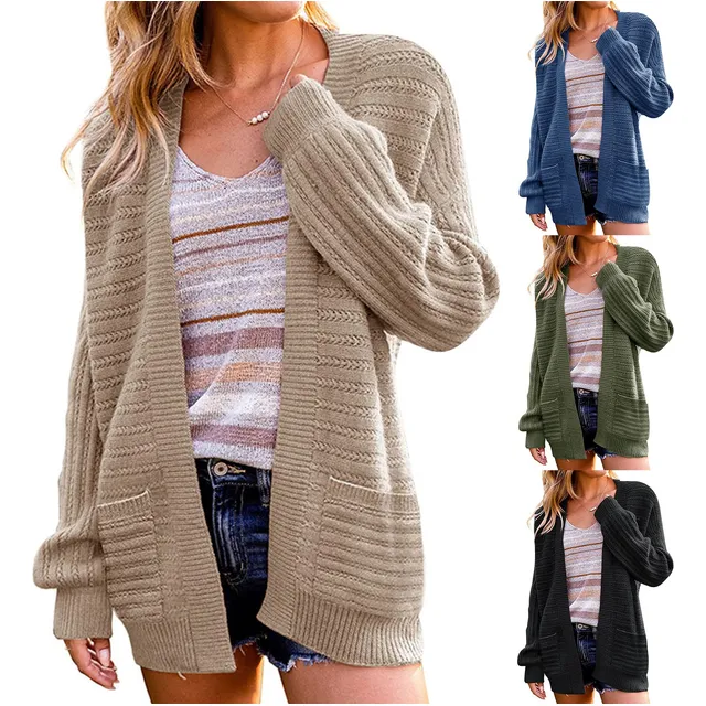 Ounar Cardigan Punto Suave Ligero Manga Larga Para Mujer