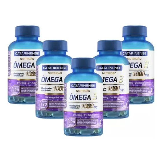 Kit 5x Ômega 3 1000mg 120 Caps Catarinense Total 600 Cáps)