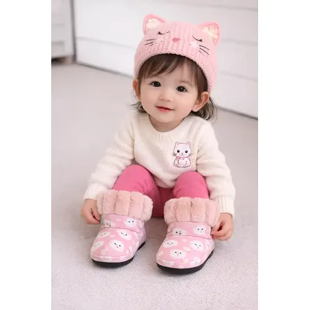 Pantufa Botinha Infantil Bebe Forrada Lã Antiderrapante Frio