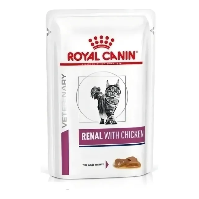 Alimento Royal Canin Veterinary Diet Feline Renal para gato adulto todos los tamaños sabor pollo pack x 12 unidades de 85 g